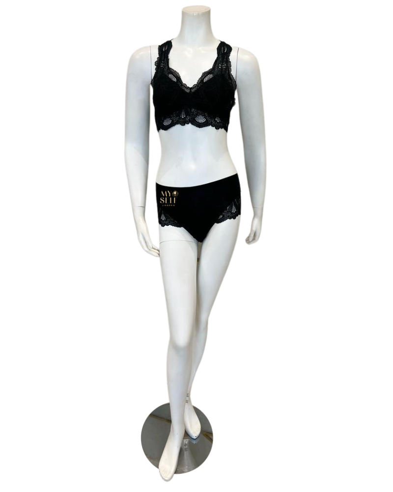 Fleurt 612 + 606 Black Belle Opoque Bralette & Panty Set myselflingerie.com