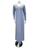 22406C V Neck Lace Trim Baby Blue 100% Supima Cotton Nightgown