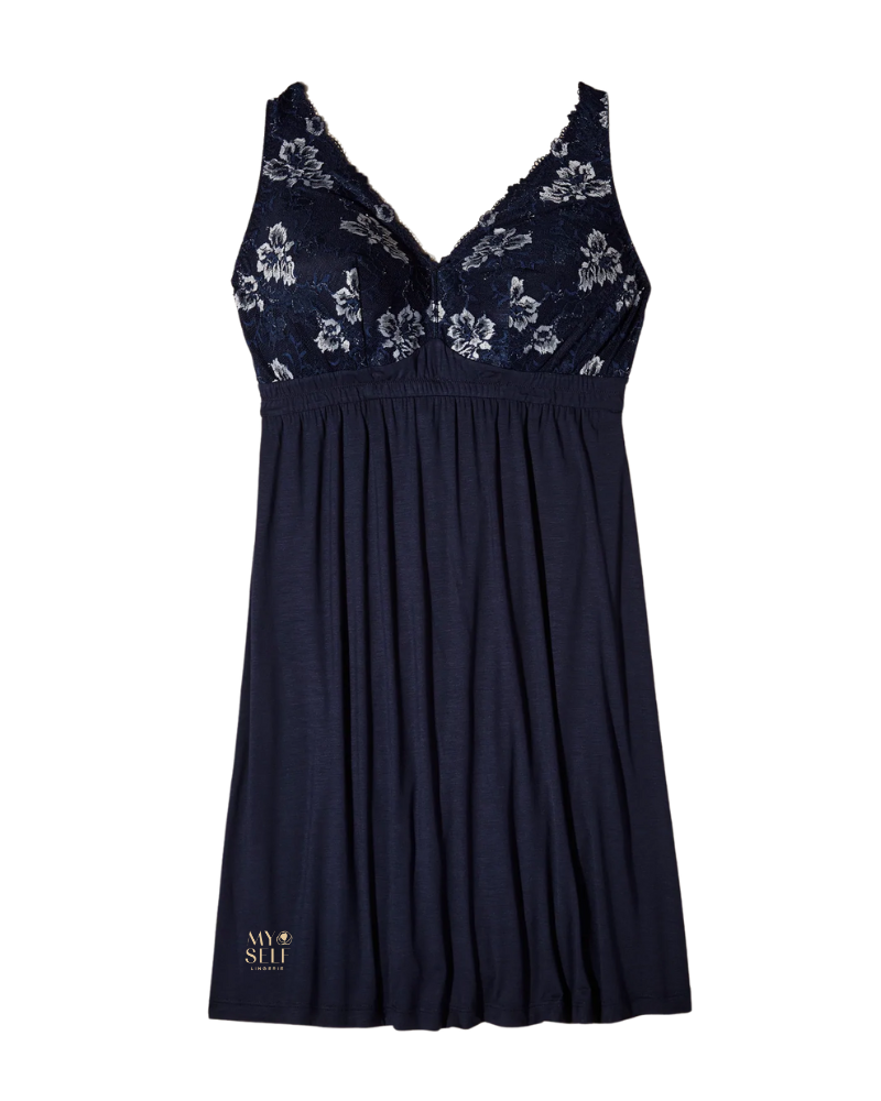 Cosabella SAVON2722P Savona Nocturnal Blue Plus Size Chemise myselflingerie.com