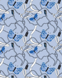 Tie Ur Knot Blue Butterfly Chains Adjustable Pre-Tied Bandanna with Full Non Slip Grip myselflingerie.com