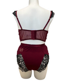 Oh La La Cheri 40-11425X Zinfandel/Black Eyelash Lace Bra and Panty Plus Size myselflingerie.com