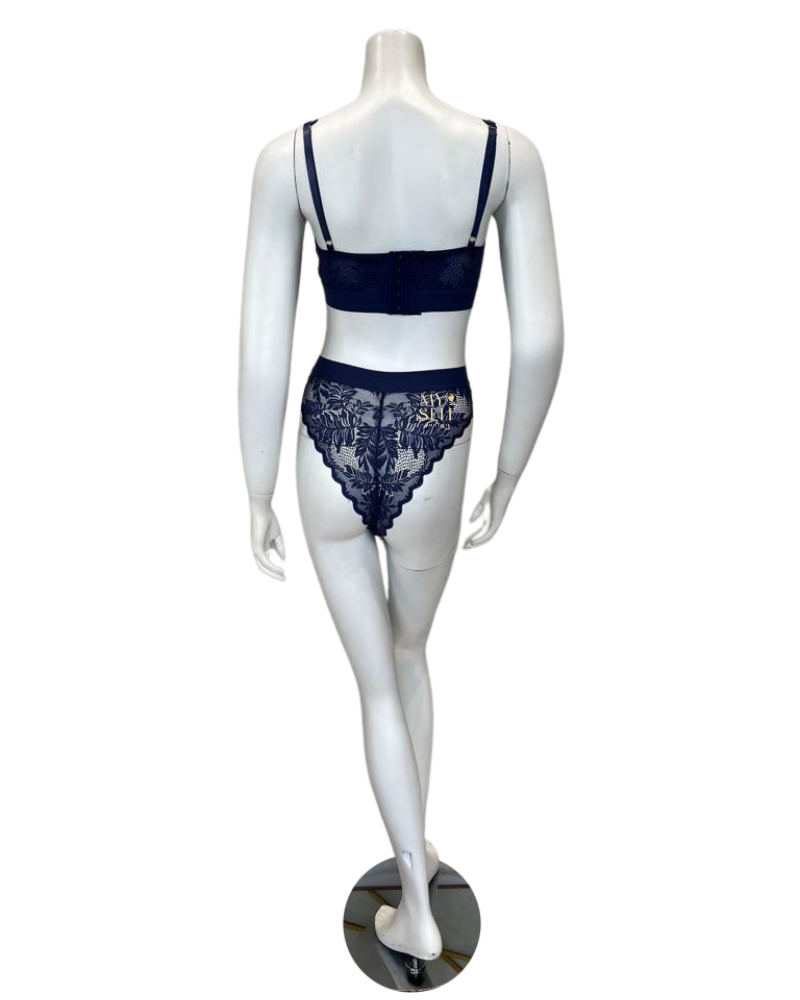 Kilo Brava 11046 + 12055 Blue Lace Tall Triangle Bralette & Panty Set myselflingerie.com
