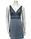 Samantha Chang 2216-8016-DI Iceberg/Indigo Glaze Lace Modal Chemise & Robe Set myselflingerie.com