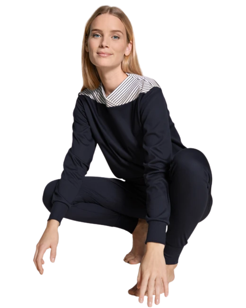Calida 43100 #339 Soulmate Navy Blue 100% Cotton Pajamas Set myselflingerie.com