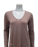 Iora Lingerie 22409 V Neck Lace Trim Deep Mauve 100% Supima Cotton Nightshirt myselflingerie.com