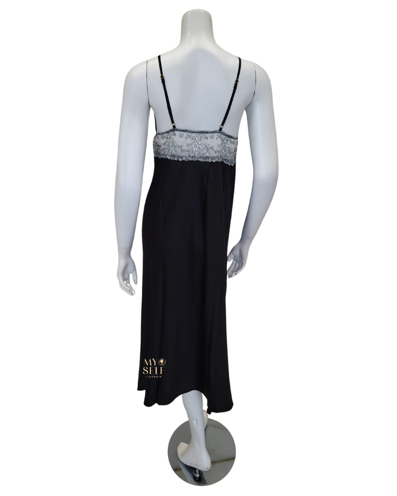 Flora Nikrooz Q81149 + Q81148 Black Angelique Gown & Robe Set myselflingerie.com