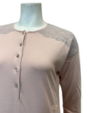 Iora Lingerie 22414C Lace Shoulder Detail Button Down Pink Modal Nightgown myselflingerie.com