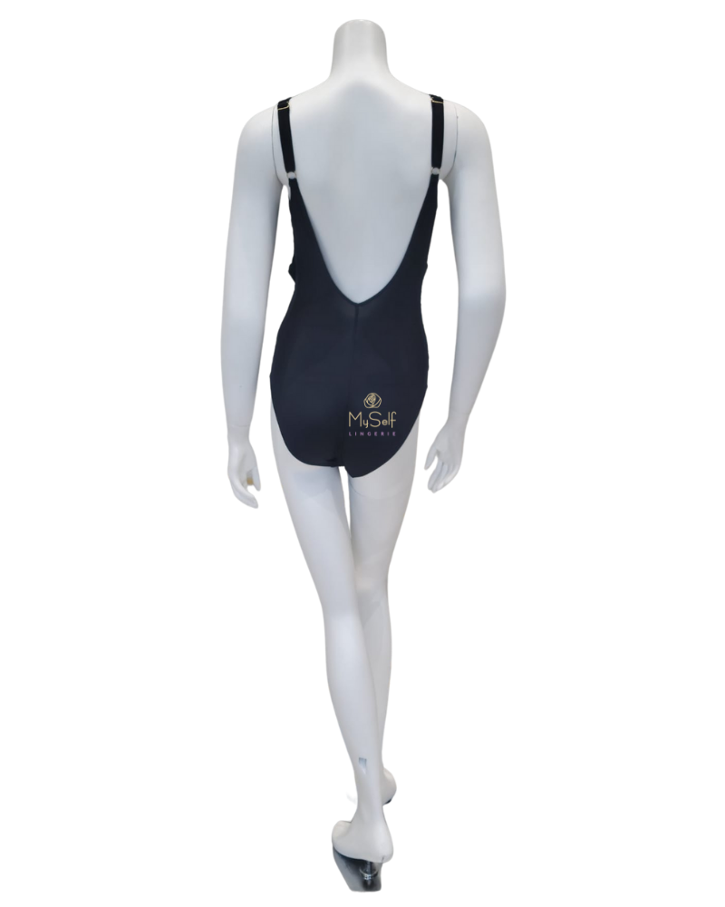 LL174 Black Lattice Square Neck Swimsuit