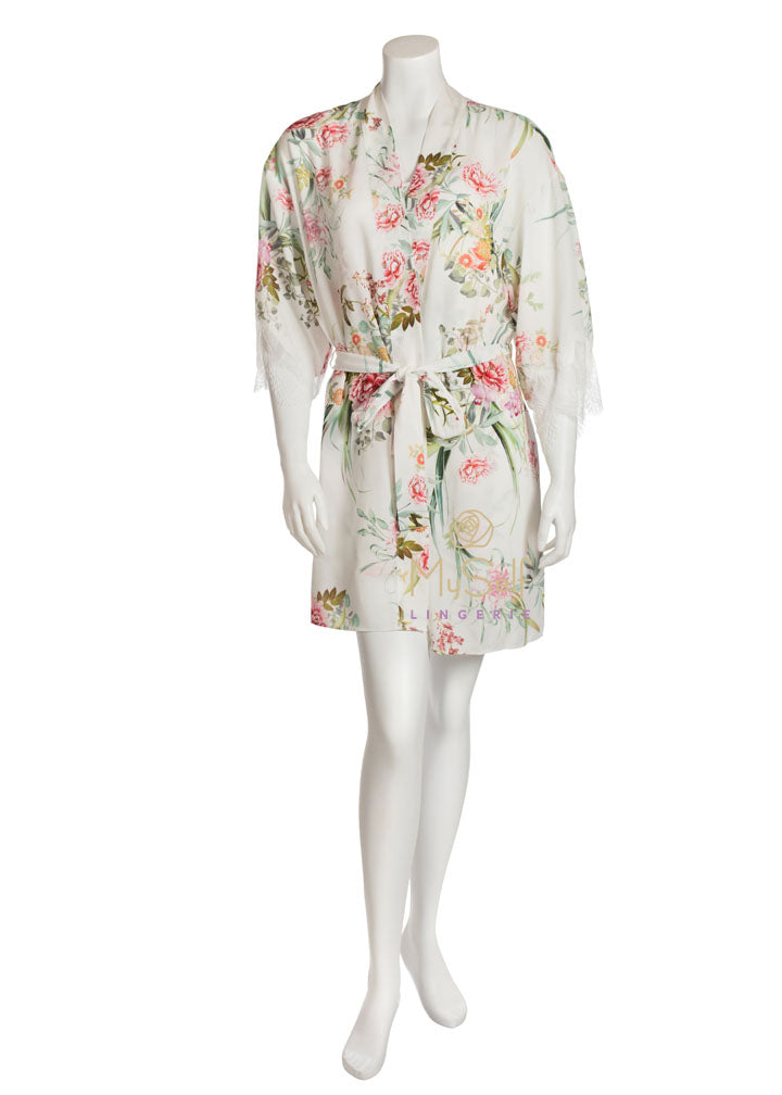Flora Nikrooz Q80686 Fiona Floral Print Kimono Robe MYSELFLINGERIE.COM