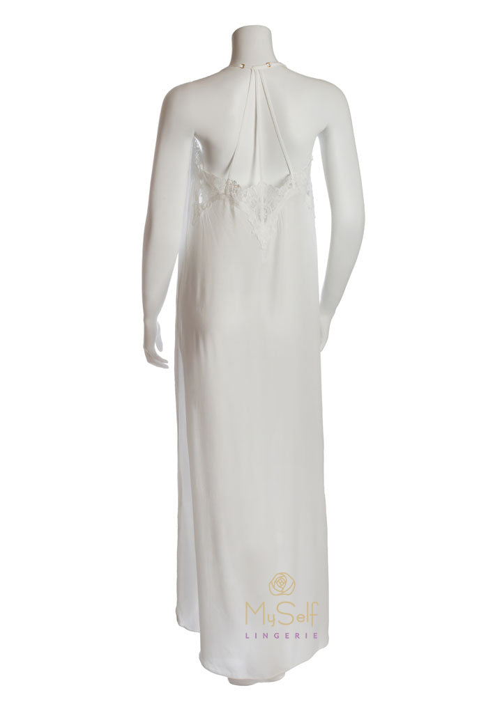Flora Nikrooz Q80802 Luela Crinkle Ivory Rayon Gown myselflingerie.com