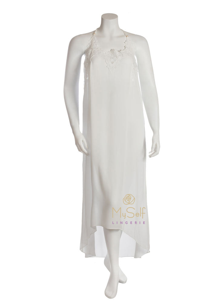 Flora Nikrooz Q80802 Luela Crinkle Ivory Rayon Gown myselflingerie.com