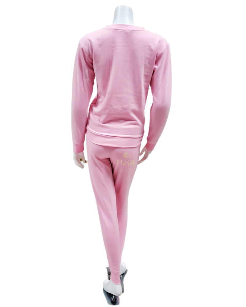 Flora Nikrooz Q81173 Blaire Carnation Fleece Lined Modal Pajamas Set MYSELFLINGERIE.COM