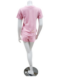 Flora Nikrooz Q81174 Blaire Carnation Fleece Lined Modal PJ's Shorts Set MYSELFLINGERIE.COM