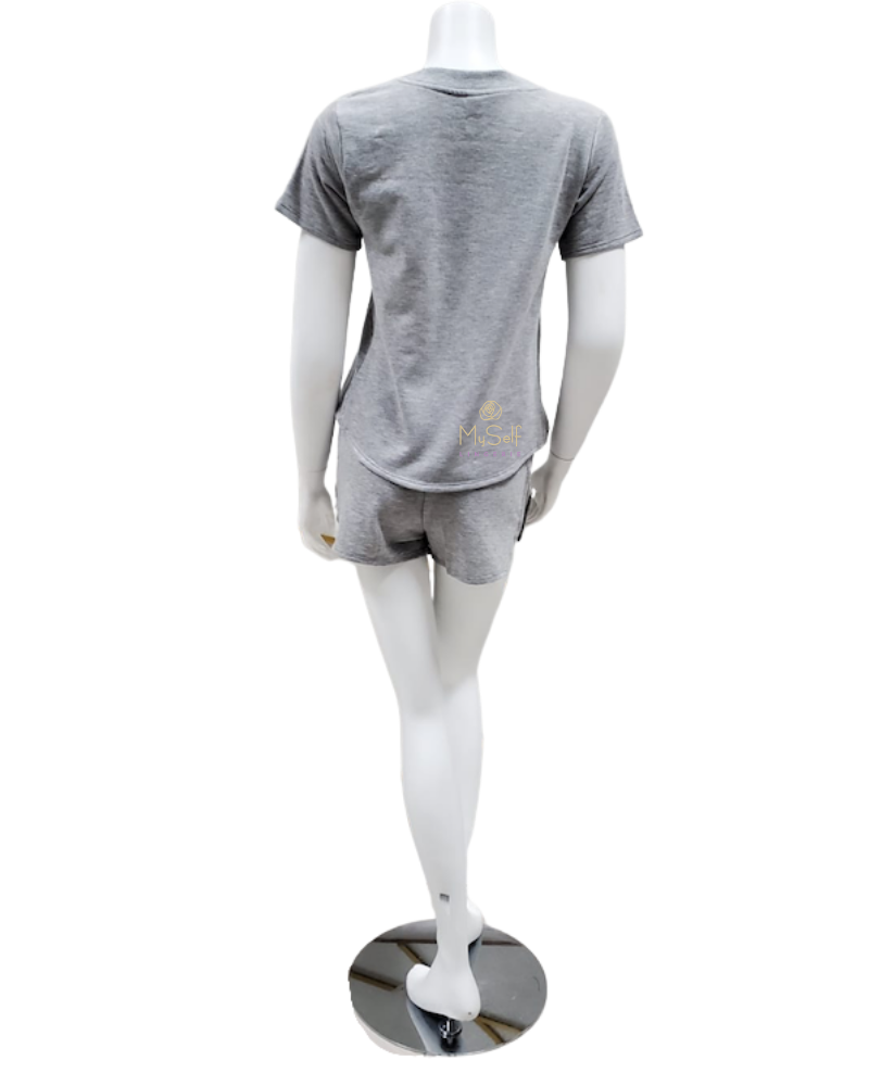Flora Nikrooz Q81174 Blaire Heather Grey Fleece Lined Modal PJ's Shorts Set MYSELFLINGERIE.COM