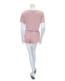 Q81248 Raven Pink Knit Short PJ's Set