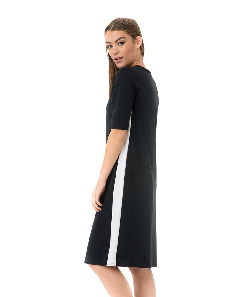 Undercover Waterwear RD-BK Black Racer Stripe Swim Dress myselflingerie.com