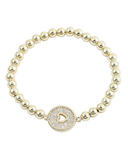 Bitz of Glitz Gold Ball and CZ Lock Heart Stacking Bracelet