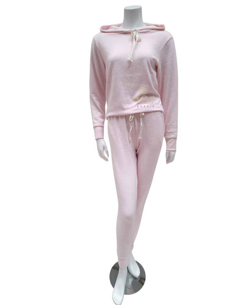 Flora Nikrooz Q81242 Pink Alison Hacci Knit PJ's Set myselflingerie.com