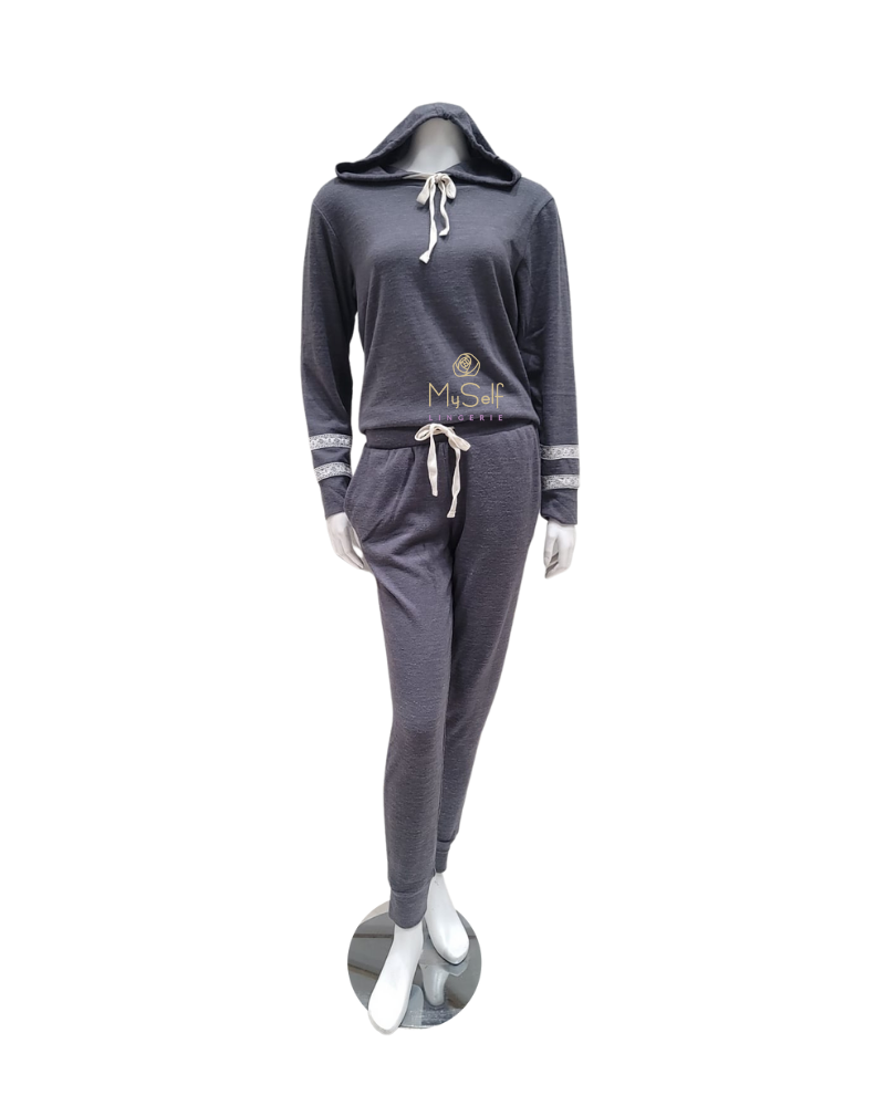 Flora Nikrooz Q81242 Dark Gray Alison Hacci Knit PJ's Set myselflingerie.com