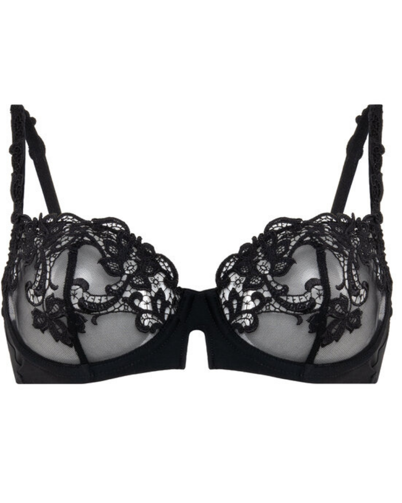 Simone Perele 15C330 Black Saga Demi Underwire Bra MYSELFLINGERIE.COM