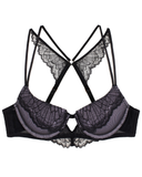 D000327 Black/Lilac Butterfly Lace Molded Underwire Bra