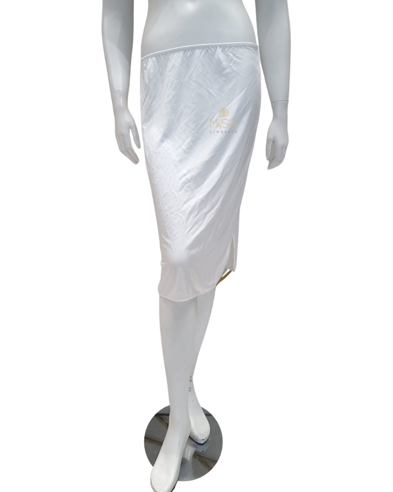 Nina Von C 22 270 111 24" White A Line Half Slip with Slit myselflingerie.com