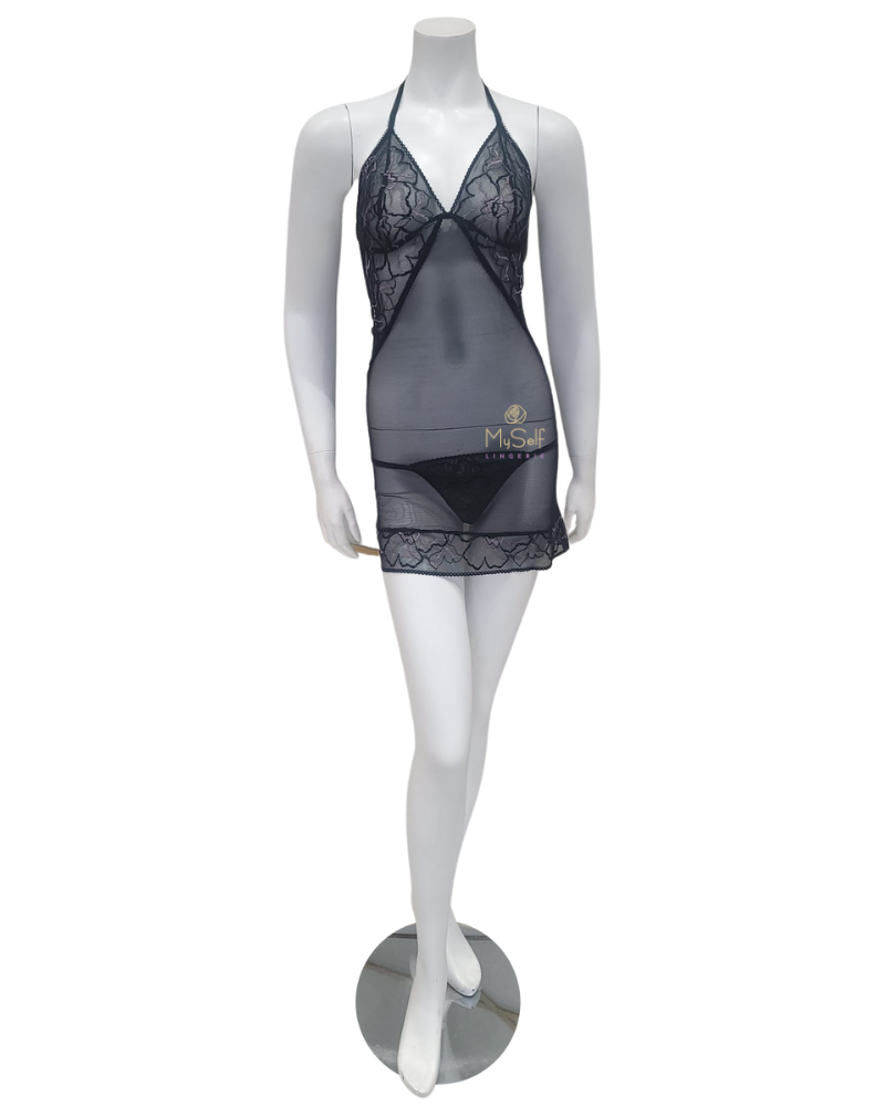 Mapale 7383 Floral Design Babydoll with Matching G-String myselflingerie.com