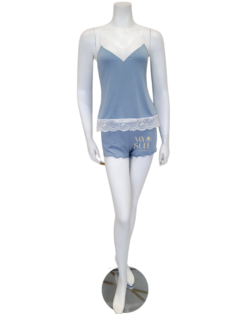 Samantha Chang 1116-9524-IW White Lace Iceberg Modal Cami Set myselflingerie.com