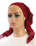 22PHX4226 Burgundy Tiered Lined Pre-Tied Bandanna