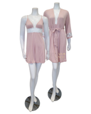 3819-3820 Dusty Pink Floral Fantasy Chemise & Robe Set