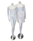 Oh! Zuza 3809 + 3810 Ivory Lace Modal Cami Shorts Set & Long Robe Set myselflingerie.com
