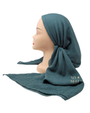 ACSTE Solid Teal Crimped Pre-Tied Bandanna with Full Grip