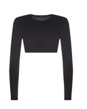 SHC333 Black Long Sleeve Organic Cotton Crop Shell