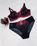 Fitfully Yours B2271 Black/Red Nicole See Thru Lace Underwire Bra myselflingerie.com