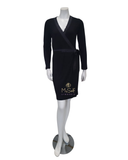 IC015 Satin Trimmed Black Modal Short Morning Robe