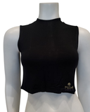 Slimit Black Modal Crop Shell with Buttons