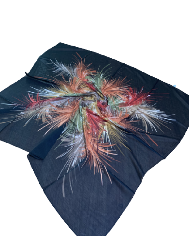 Tie Ur Knot Vintage Black Feather Splatter Pre-Tied Bandanna with Full Non Slip Grip myselflingerie.com