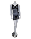 Mapale 7370 Lace Cuts Black Babydoll with Thong MYSELFLINGERIE.COM