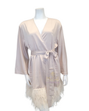 Rya Collection 394X Champagne Swan Feathers Kimono Wrap Plus Sizes myselflingerie.com