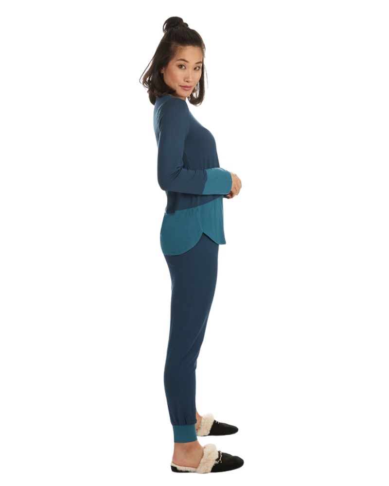 Me Moi CPJ07159 Ocean Navy Two Tone Modal Pajamas Set myselflingerie.com