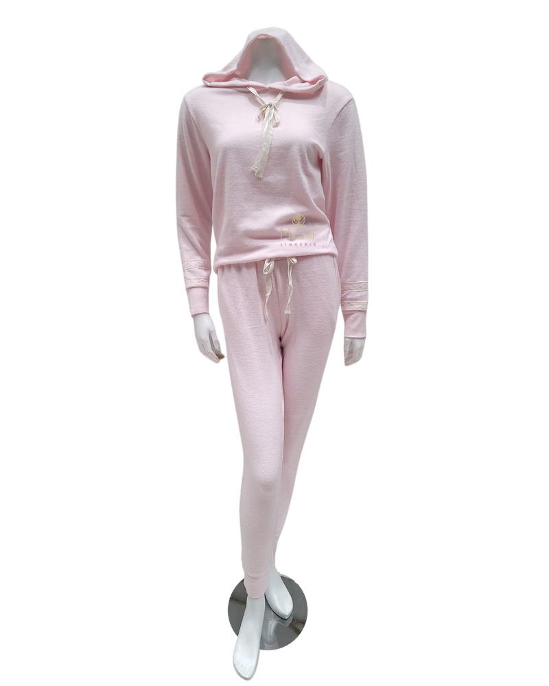 Flora Nikrooz Q81242 Pink Alison Hacci Knit PJ's Set myselflingerie.com