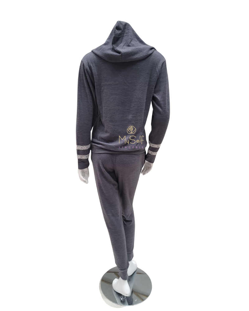 Flora Nikrooz Q81242 Dark Gray Alison Hacci Knit PJ's Set myselflingerie.com