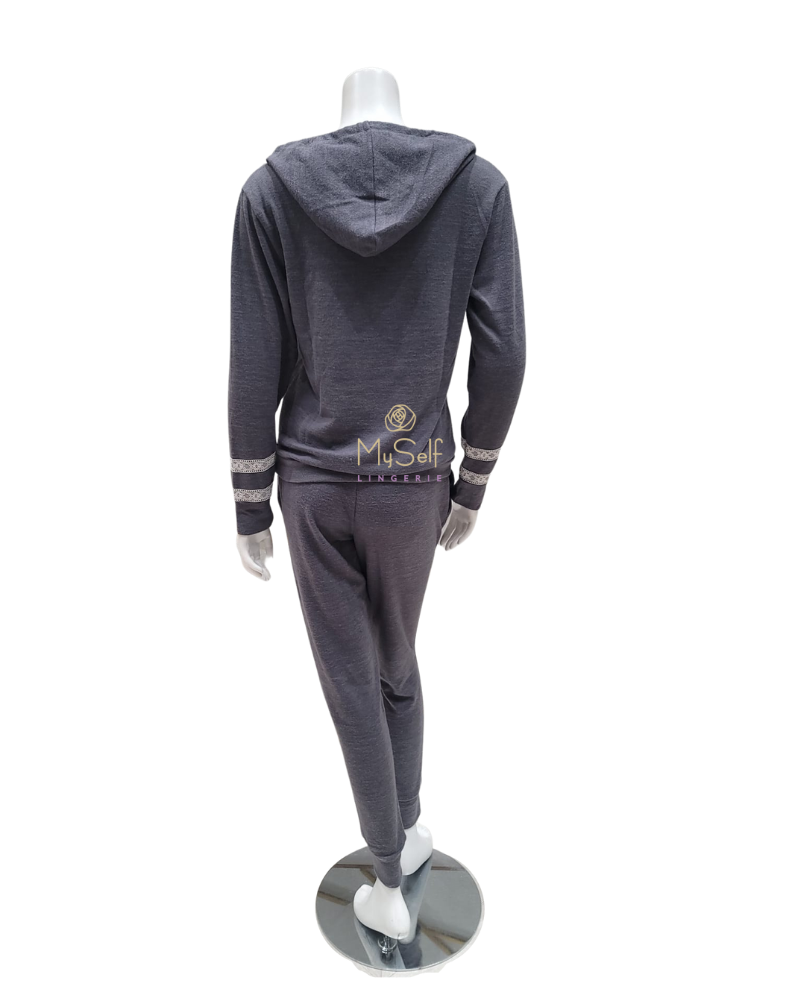 Flora Nikrooz Q81242 Dark Gray Alison Hacci Knit PJ's Set myselflingerie.com