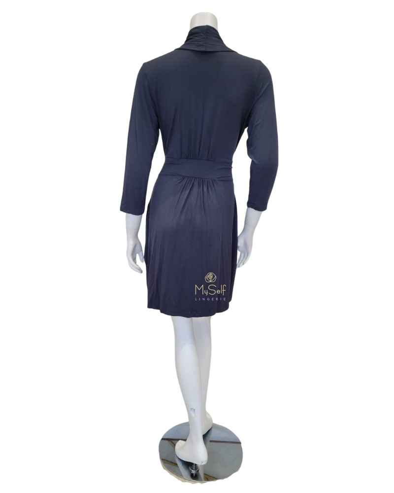 Fleur't 620 Night Grey Modal Short Morning Robe myselflingerie.com