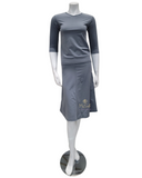 2PC-JR-SWM-GRY Grey Junior Swim Top & Skirt Set