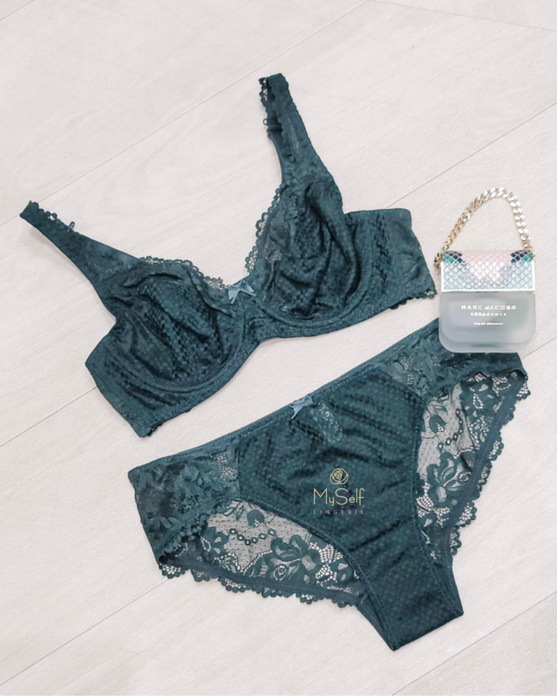 B2761 Serena Lace Forest Green Underwire Bra