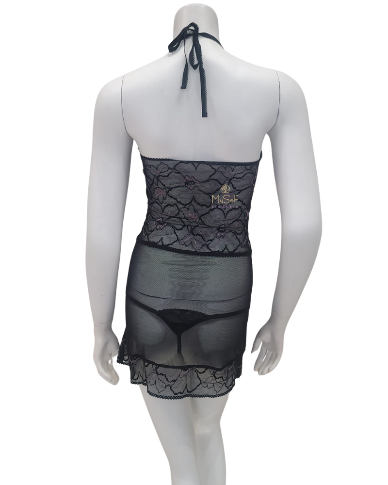 Mapale 7383 Floral Design Babydoll with Matching G-String myselflingerie.com