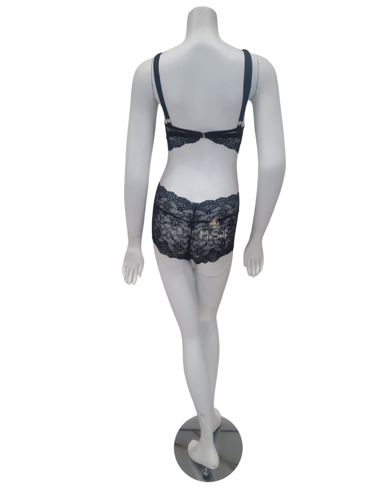 Mapale 8638 Black Lace Bralette and Hi Waist Brief Set myselflingerie.com