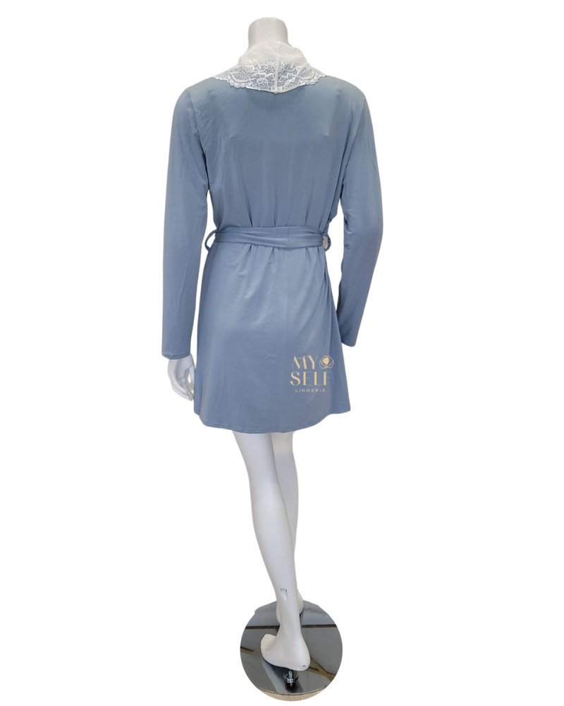 Samantha Chang 2216-8016-IW White Lace Iceberg Modal Chemise & Robe Set myselflingerie.com