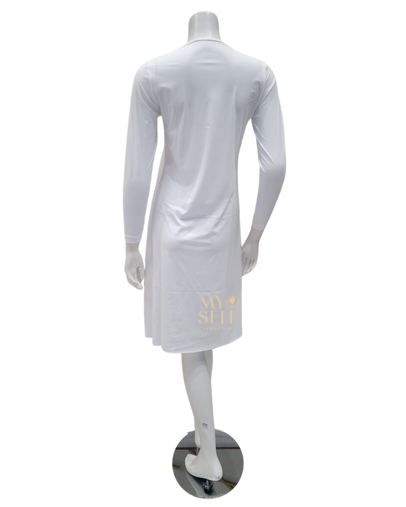Gemsli FK340 39" White Long Sleeve Seamless Shell Dress myselflingerie.com
